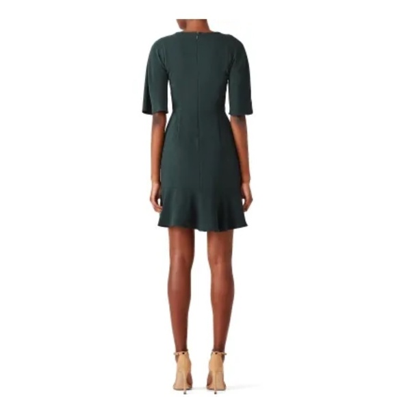 Amanda Uprichard Dress Ruffle Faux Wrap Hunter Green Mini Length Occasion Dress - Picture 4 of 15
